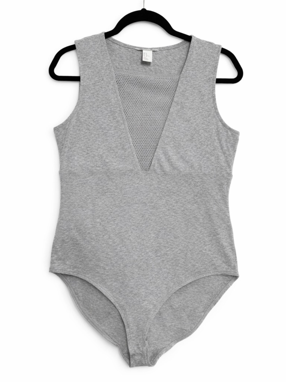 H&M Light Gray Sleeveless Mesh-Trim Bodysuit